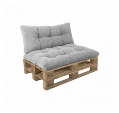 2er Set Palettenkissen | Gesteppt | Cordstoff | Farbe Grau