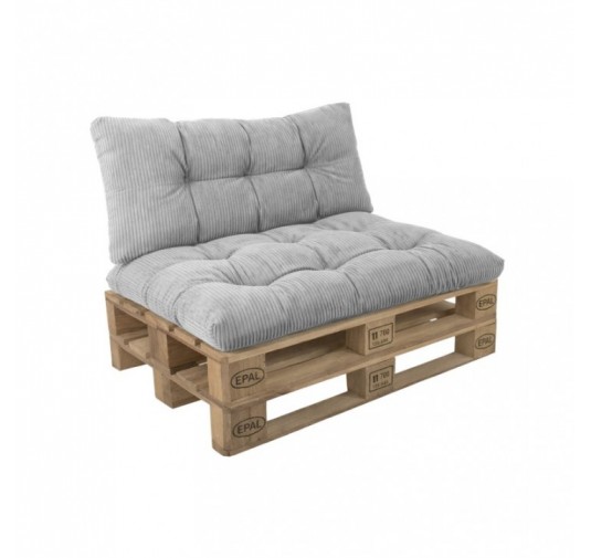 2er Set Palettenkissen | Gesteppt | Cordstoff | Farbe Grau