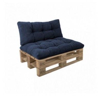 2er Set Palettenkissen | Gesteppt | Cordstoff | Farbe Dunkelblau