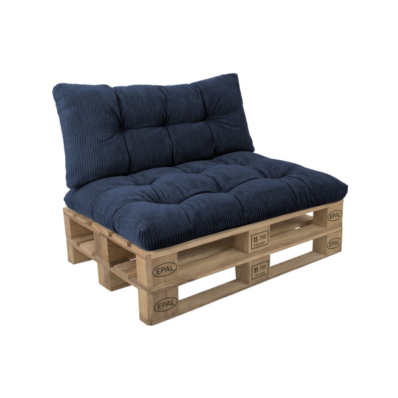 2er Set Palettenkissen | Gesteppt | Cordstoff | Farbe Dunkelblau