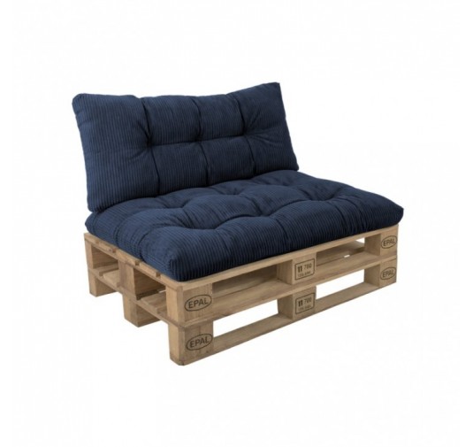2er Set Palettenkissen | Gesteppt | Cordstoff | Farbe Dunkelblau