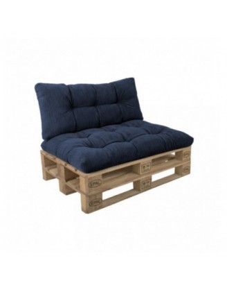 2er Set Palettenkissen | Gesteppt | Cordstoff | Farbe Dunkelblau