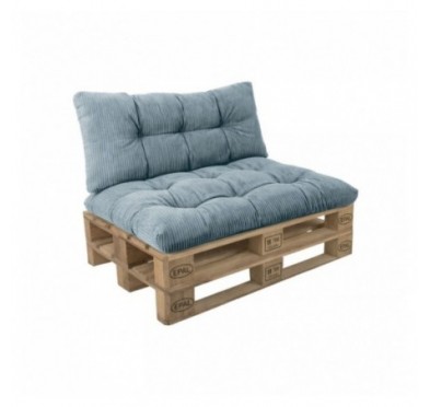 2er Set Palettenkissen | Gesteppt | Cordstoff | Farbe Blau