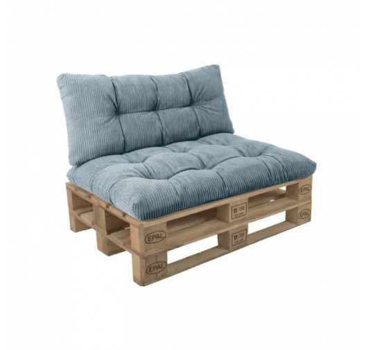 2er Set Palettenkissen | Gesteppt | Cordstoff | Farbe Blau