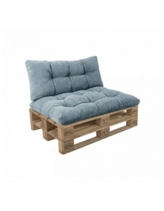 2er Set Palettenkissen | Gesteppt | Cordstoff | Farbe Blau