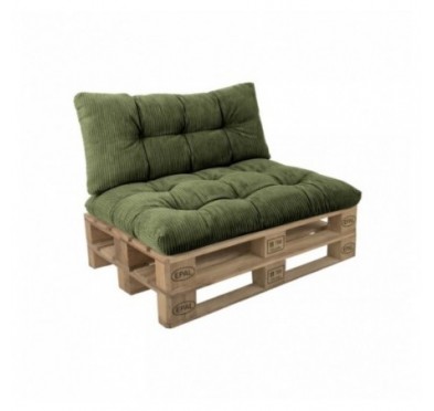 2er Set Palettenkissen | Gesteppt | Cordstoff | Farbe Grün