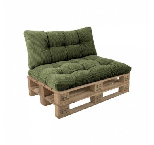 2er Set Palettenkissen | Gesteppt | Cordstoff | Farbe Grün