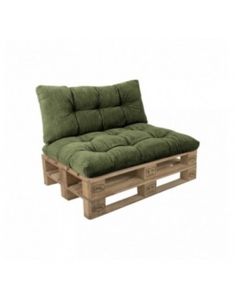2er Set Palettenkissen | Gesteppt | Cordstoff | Farbe Grün