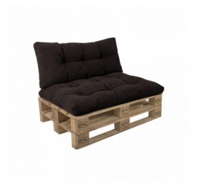 2er Set Palettenkissen | Gesteppt | Cordstoff | Farbe Dunkelbraun