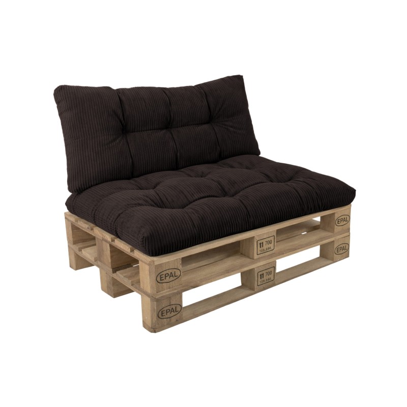 2er Set Palettenkissen | Gesteppt | Cordstoff | Farbe Dunkelbraun