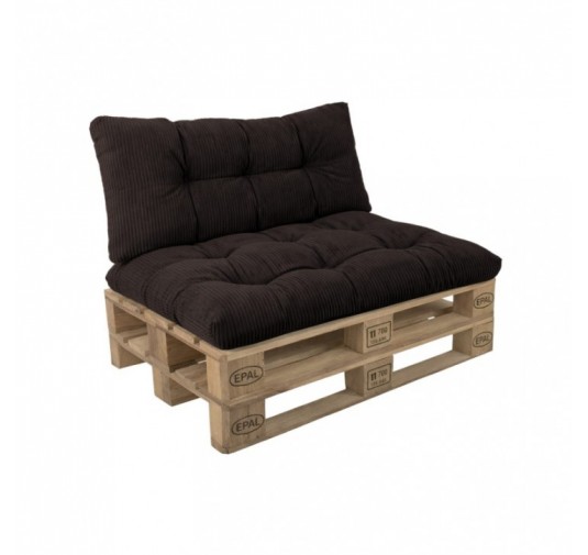 2er Set Palettenkissen | Gesteppt | Cordstoff | Farbe Dunkelbraun