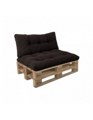 2er Set Palettenkissen | Gesteppt | Cordstoff | Farbe Dunkelbraun