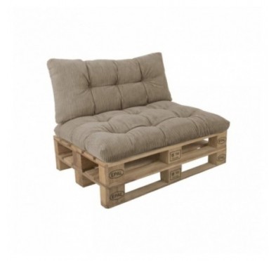 2er Set Palettenkissen | Gesteppt | Cordstoff | Farbe Braun