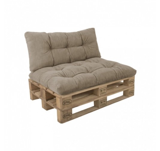 2er Set Palettenkissen | Gesteppt | Cordstoff | Farbe Braun