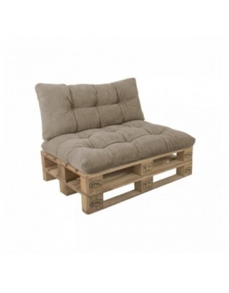 2er Set Palettenkissen | Gesteppt | Cordstoff | Farbe Braun