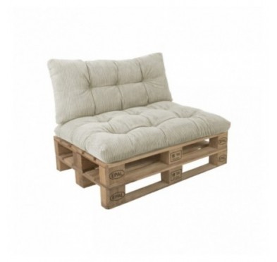 2er Set Palettenkissen | Gesteppt | Cordstoff | Farbe Dunkelbeige