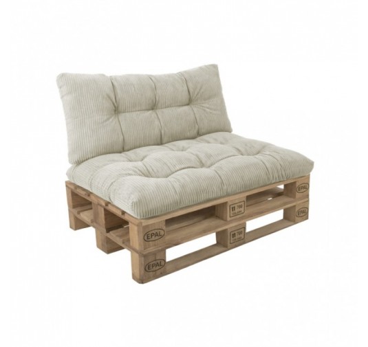 2er Set Palettenkissen | Gesteppt | Cordstoff | Farbe Dunkelbeige