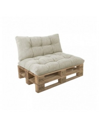 2er Set Palettenkissen | Gesteppt | Cordstoff | Farbe Dunkelbeige