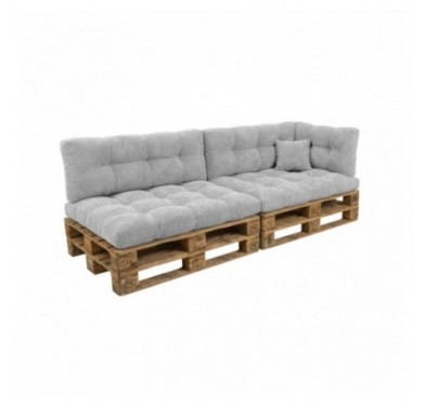 6er Set Palettenkissen | Gesteppt | Cordstoff | Farbe Grau
