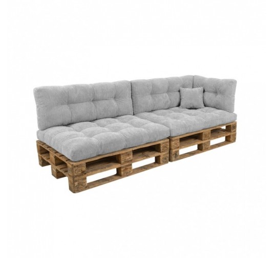 6er Set Palettenkissen | Gesteppt | Cordstoff | Farbe Grau