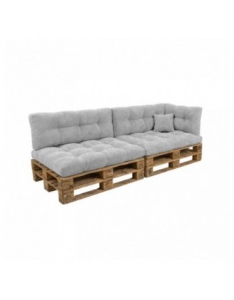 6er Set Palettenkissen | Gesteppt | Cordstoff | Farbe Grau
