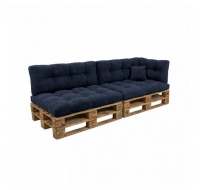 6er Set Palettenkissen | Gesteppt | Cordstoff | Farbe Dunkelblau