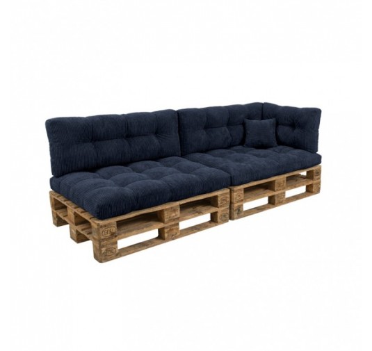 6er Set Palettenkissen | Gesteppt | Cordstoff | Farbe Dunkelblau