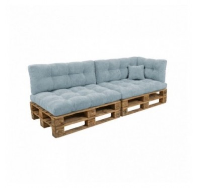 6er Set Palettenkissen | Gesteppt | Cordstoff | Farbe Blau