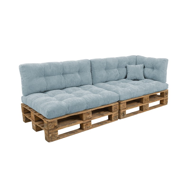 6er Set Palettenkissen | Gesteppt | Cordstoff | Farbe Blau