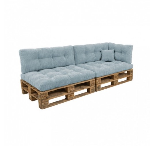 6er Set Palettenkissen | Gesteppt | Cordstoff | Farbe Blau