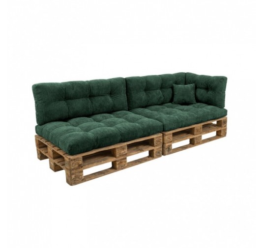 6er Set Palettenkissen | Gesteppt | Cordstoff | Farbe Dunkelgrün