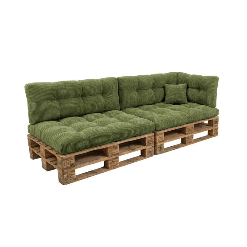6er Set Palettenkissen | Gesteppt | Cordstoff | Farbe Grün