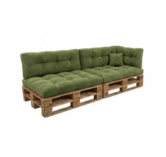 6er Set Palettenkissen | Gesteppt | Cordstoff | Farbe Grün