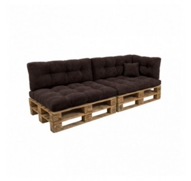 6er Set Palettenkissen | Gesteppt | Cordstoff | Farbe Dunkelbraun