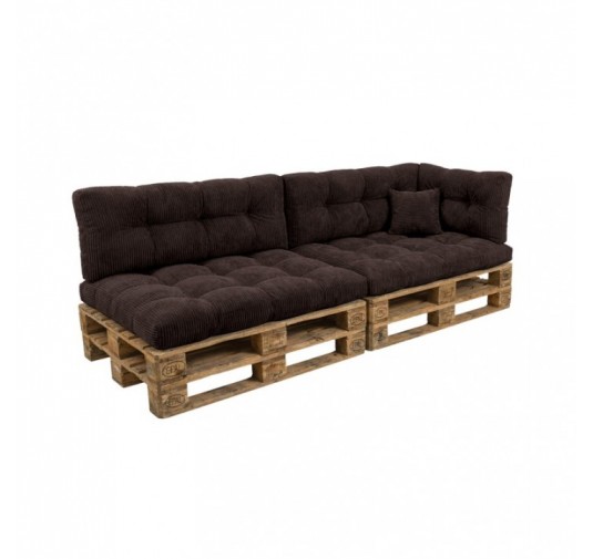 6er Set Palettenkissen | Gesteppt | Cordstoff | Farbe Dunkelbraun