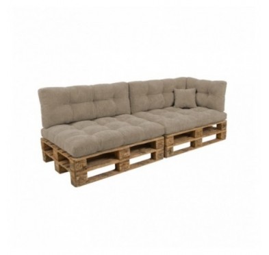 6er Set Palettenkissen | Gesteppt | Cordstoff | Farbe Braun