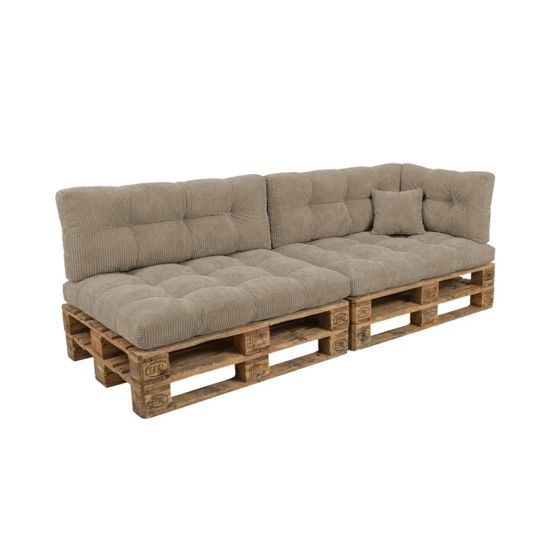 6er Set Palettenkissen | Gesteppt | Cordstoff | Farbe Braun
