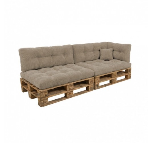 6er Set Palettenkissen | Gesteppt | Cordstoff | Farbe Braun