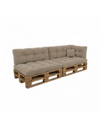 6er Set Palettenkissen | Gesteppt | Cordstoff | Farbe Braun