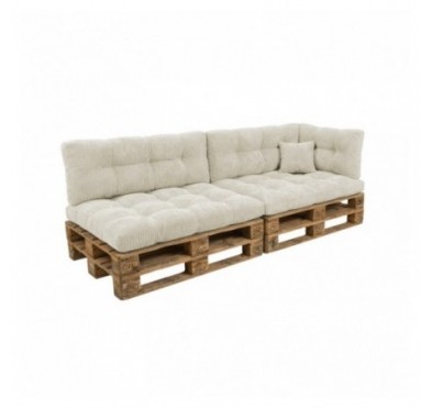 6er Set Palettenkissen | Gesteppt | Cordstoff | Farbe Dunkelbeige