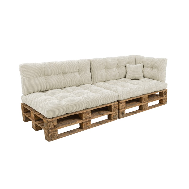 6er Set Palettenkissen | Gesteppt | Cordstoff | Farbe Dunkelbeige