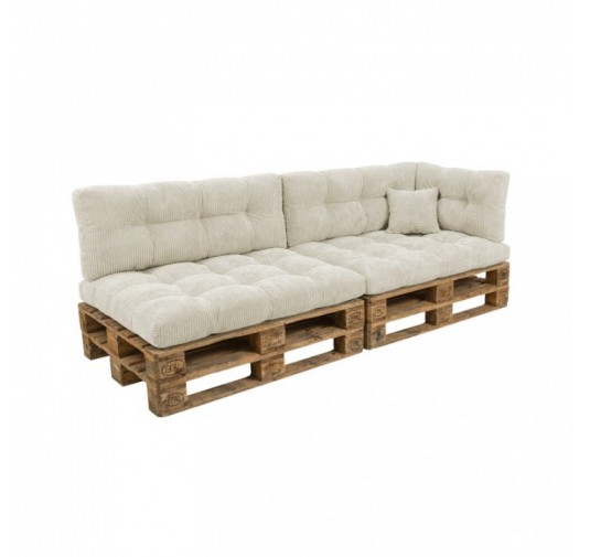 6er Set Palettenkissen | Gesteppt | Cordstoff | Farbe Dunkelbeige
