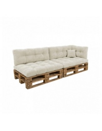 6er Set Palettenkissen | Gesteppt | Cordstoff | Farbe Dunkelbeige