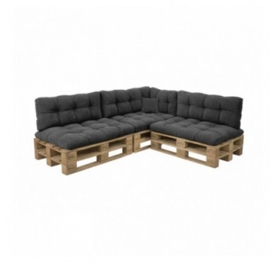 8er Set Palettenkissen | Gesteppt | Cordstoff | Farbe Dunkelgrau