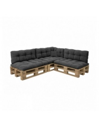 8er Set Palettenkissen | Gesteppt | Cordstoff | Farbe Dunkelgrau