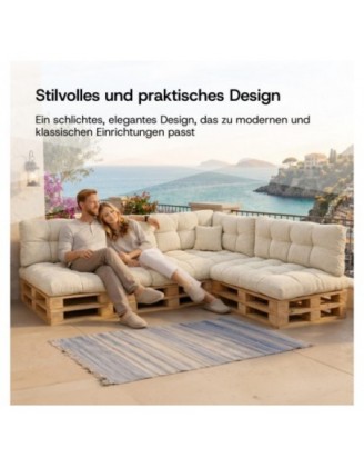 8er Set Palettenkissen | Gesteppt | Cordstoff | Farbe Dunkelgrau