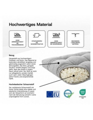 8er Set Palettenkissen | Gesteppt | Cordstoff | Farbe Dunkelgrau