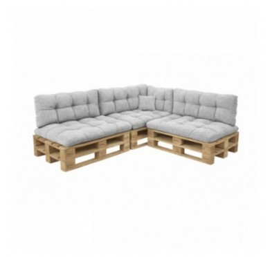 8er Set Palettenkissen | Gesteppt | Cordstoff | Farbe Grau