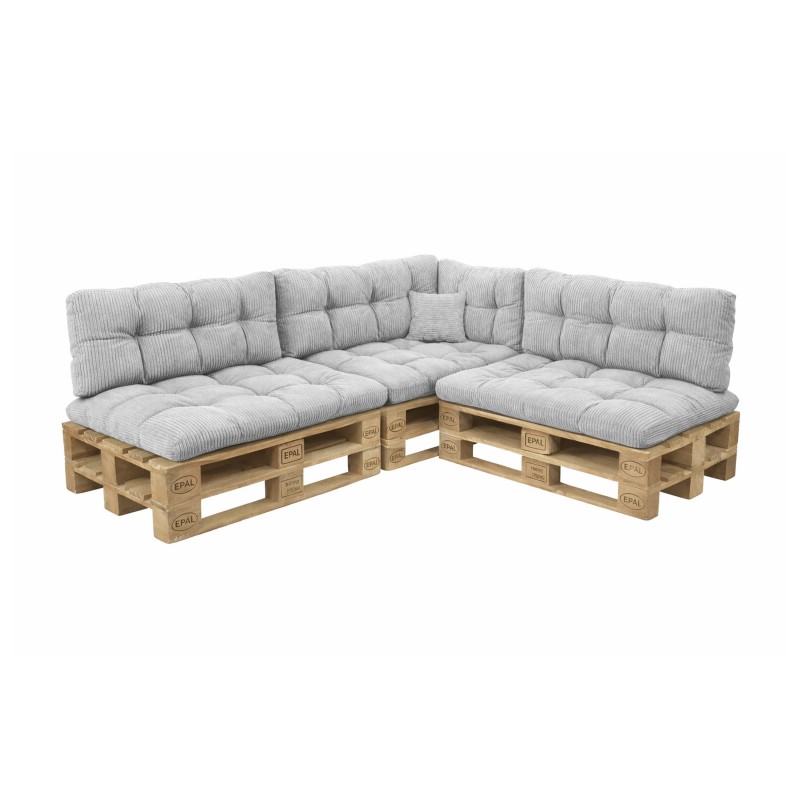 8er Set Palettenkissen | Gesteppt | Cordstoff | Farbe Grau