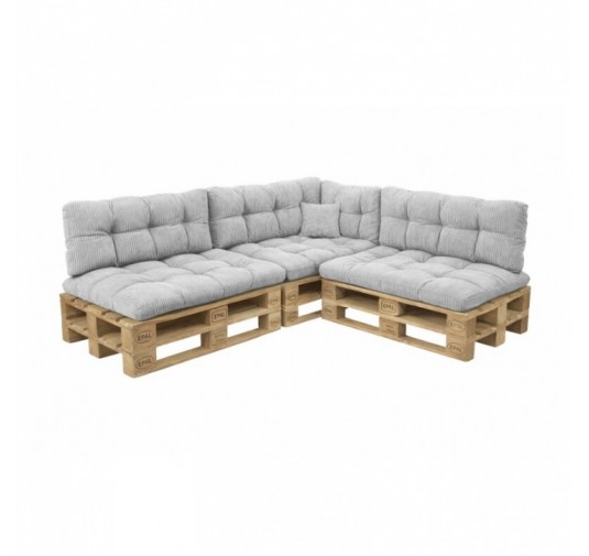 8er Set Palettenkissen | Gesteppt | Cordstoff | Farbe Grau